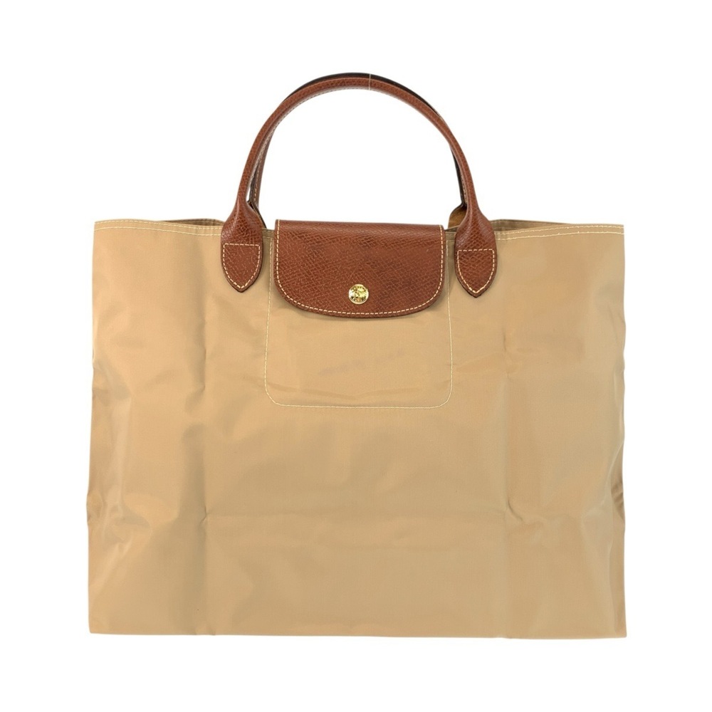 Longchamp Le Pliage handbag/tote bag for women, beige/brown with gold hardwar...